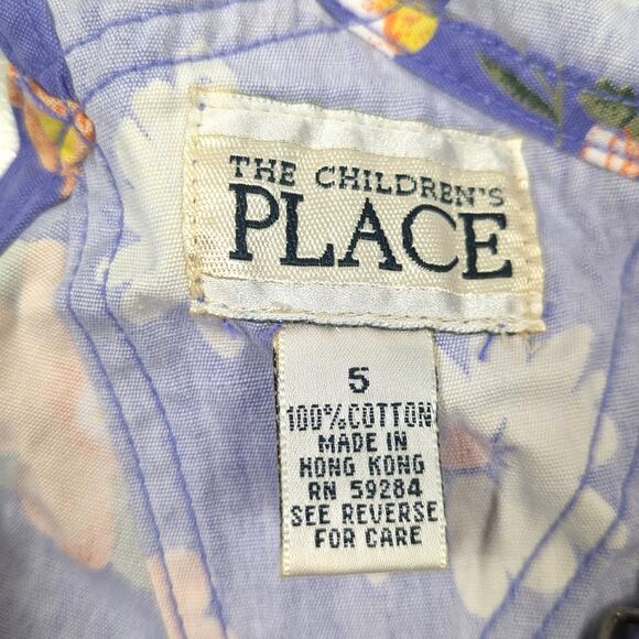 Vtg The Children's Place Shortalls Girls Size 3-4T Purple Overalls Floral 90s - Picture 5 of 5